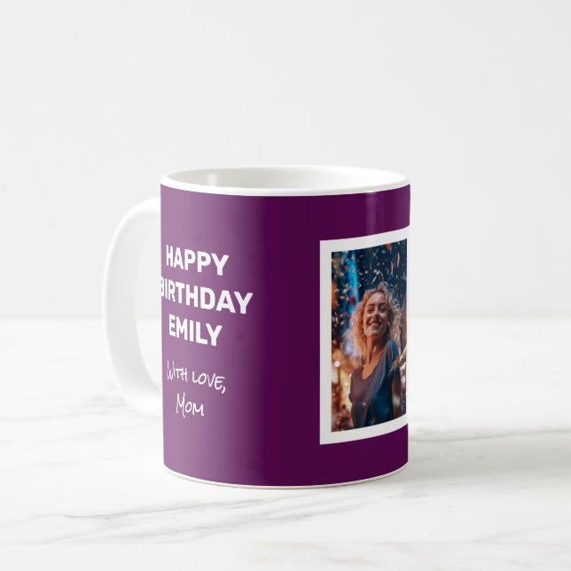 Mug Bonne Carte D'Anniversaire Avec Photo Sur Une Plum (Devant gauche)