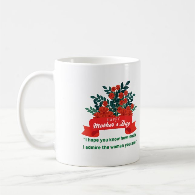 Mug Bonne Fête Des Mères Avec Amour Et Fleurs (Gauche)