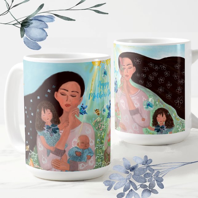 Mug Bonne fête des mères avec les enfants (Happy Mother's Day with kids Coffee Mug)