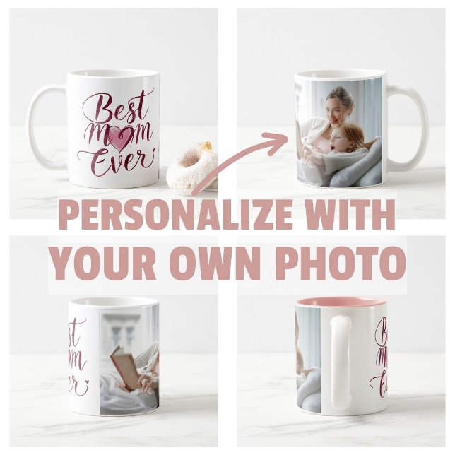 Mug Bonne fête des mères Meilleure maman jamais (personalize own photo Happy Mother's Day Best Mom Ever Apron)