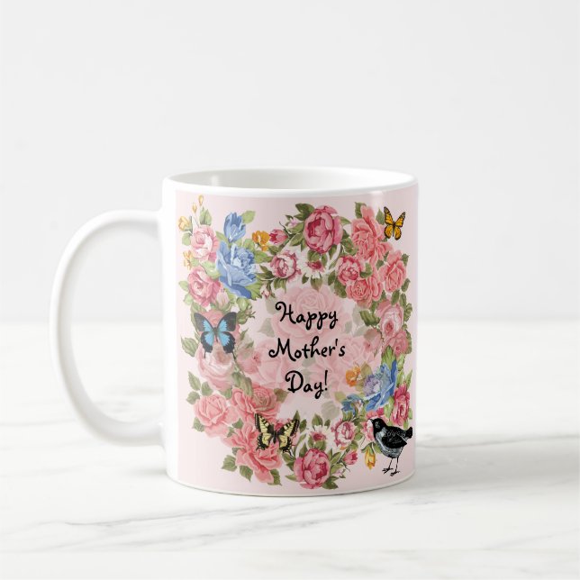 Mug Bonne fête des mères Roses Vintages (Gauche)