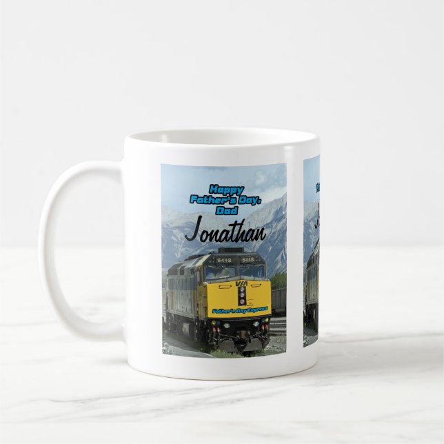 Mug Bonne Fête des pères Yellow Railroad Train Engine (Gauche)