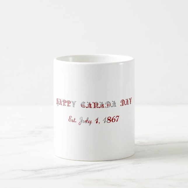 Mug Bonne fête du Canada Est. 1er juillet 1867 Typogra (Centre)
