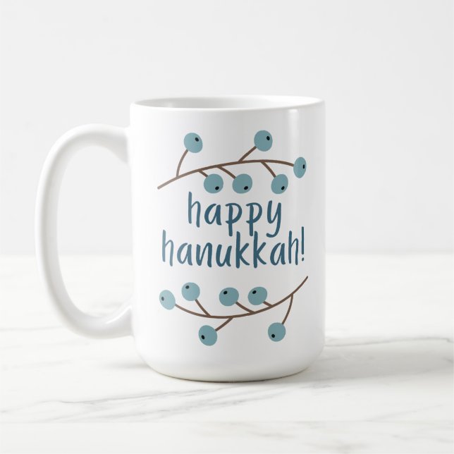 Mug Bonne Hanoukka avec Berry Branches (Gauche)