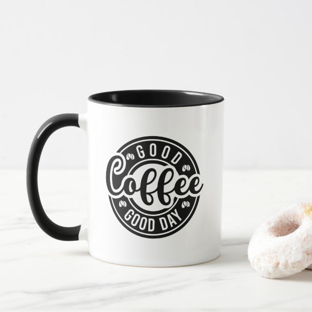 Mug Bonne journée café art de mot (Avec donut)