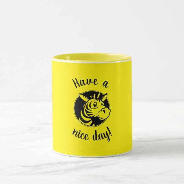 Mug "Bonne journée" zèbre noir et jaune (Centre)