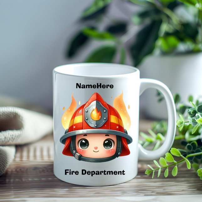 Mug Bonne mascotte de pompier avec flammes (Créateur téléchargé)