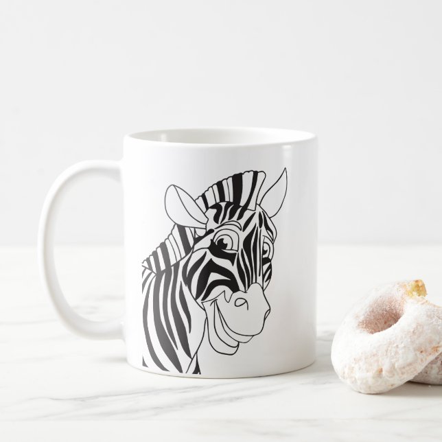 Mug Bonne Matinée Lettres Jolies Zebra Noir & Blanc (Avec donut)