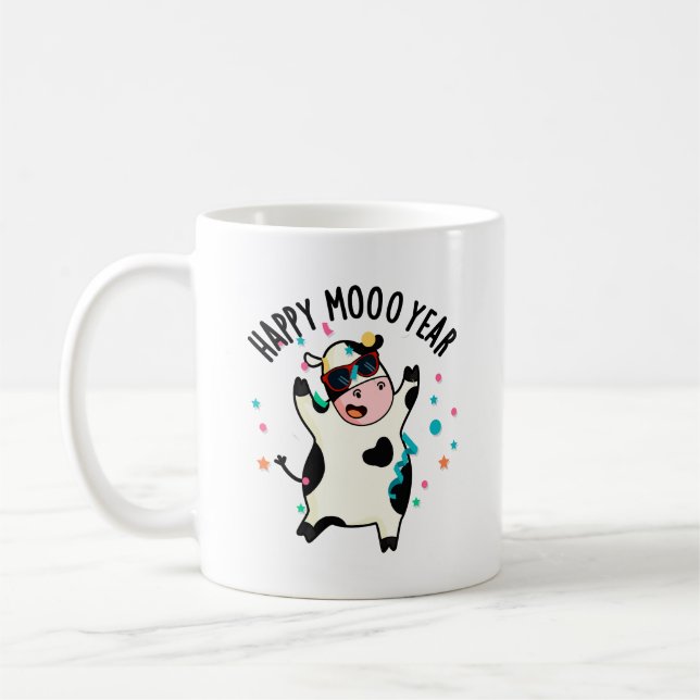Mug Bonne Moo Année Funny Cow Pun (Gauche)