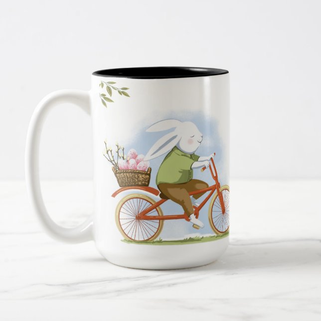 Mug "Bonne Pâques" avec une photo d'un lapin. (Gauche)