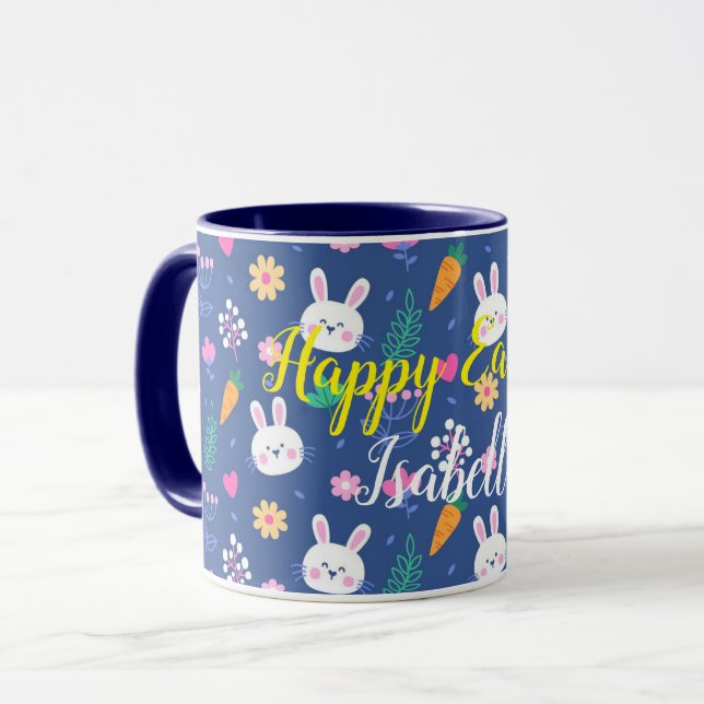 Mug Bonne Personnaliser Pâques blanc amour lapin (Devant gauche)