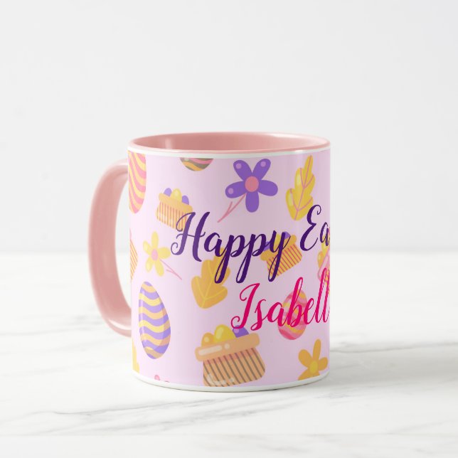 Mug Bonne Personnaliser Pâques violettes (Devant gauche)