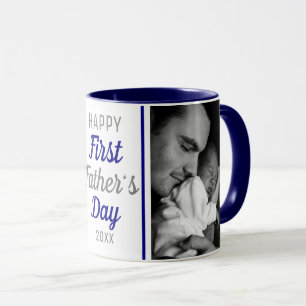 Mug Bonne Première Fête des pères 2 Photo Bleu Et B