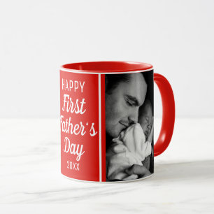 Mug Bonne Première Fête des pères 2 Photo Rouge Et