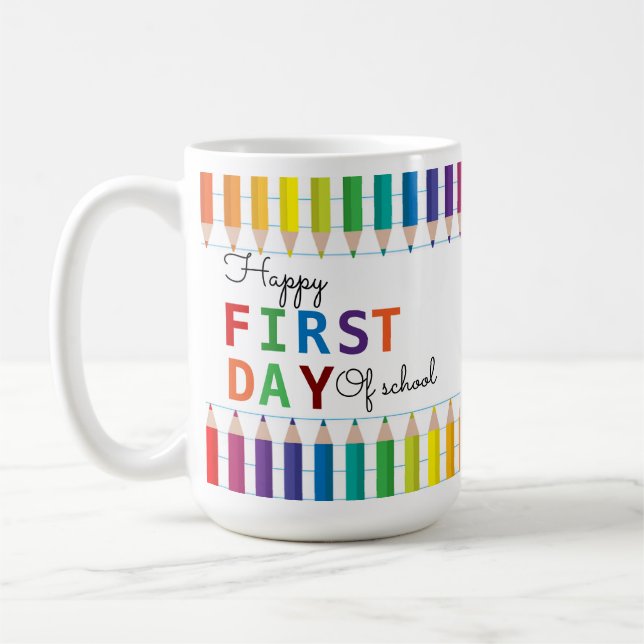 Mug Bonne Première Journée d'École – Amusant Retou (Gauche)