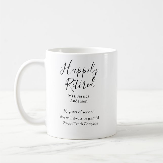 Mug Bonne retraite ajouter le nom années de service à  (Gauche)