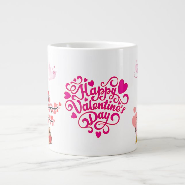 Mug Bonne Saint-Valentin avec un ours en peluche m (Devant)