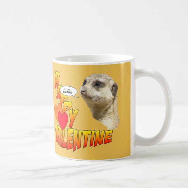 Mug Bonne Valentines Meerkat Cust. Écriture de pâte de (Droite)