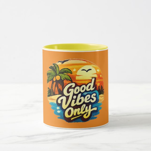 Mug Bonne Vibes Uniquement | Graphique de Citation Pos (Centre)