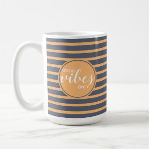 Mug Bonne Vibes Uniquement Typographie Bleue et Orange