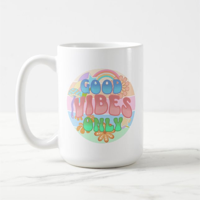 Mug Bonne Vibration Uniquement | Rétro Vintage  (Gauche)