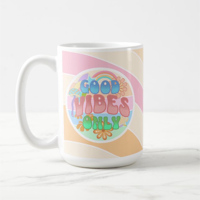 Mug Bonne Vibration Uniquement | Rétro Vintage  (Gauche)