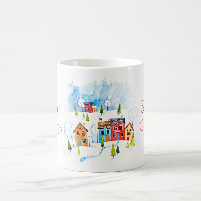 Mug Bonnes Fêtes aquarelle canton enneigé (Centre)