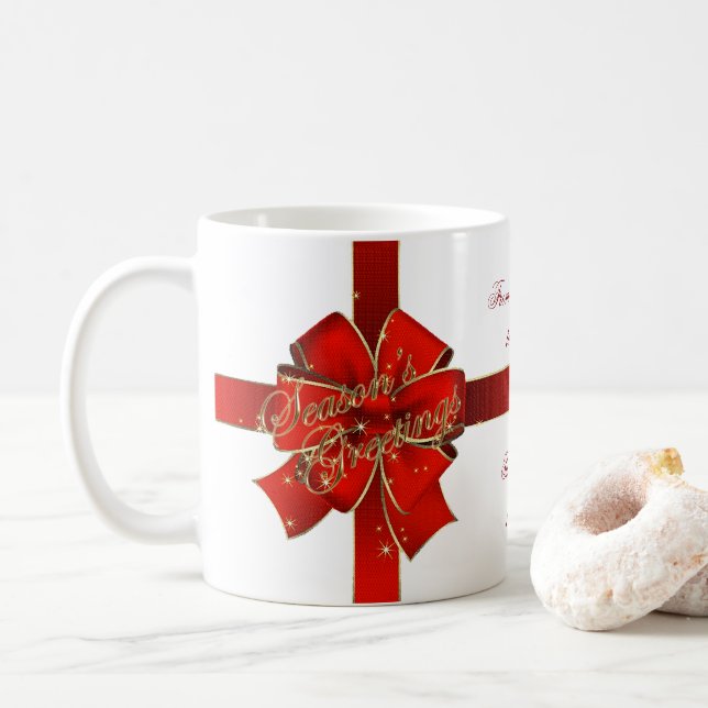 Mug Bonnes Fêtes de la boue rouge étincelante (Avec donut)