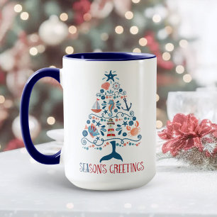 Mug Bonnes Fêtes nautiques Arbre de Noël côtier
