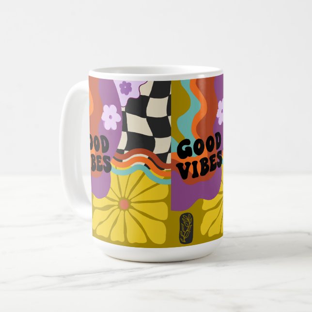 Mug Bonnes Vibrations - Jours Rétro (Devant gauche)