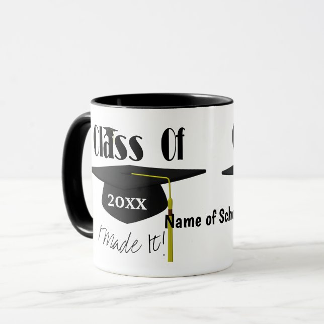 Mug Bonnet De Remise Des Diplômes Et Pompon J'ai Réuss (Devant gauche)