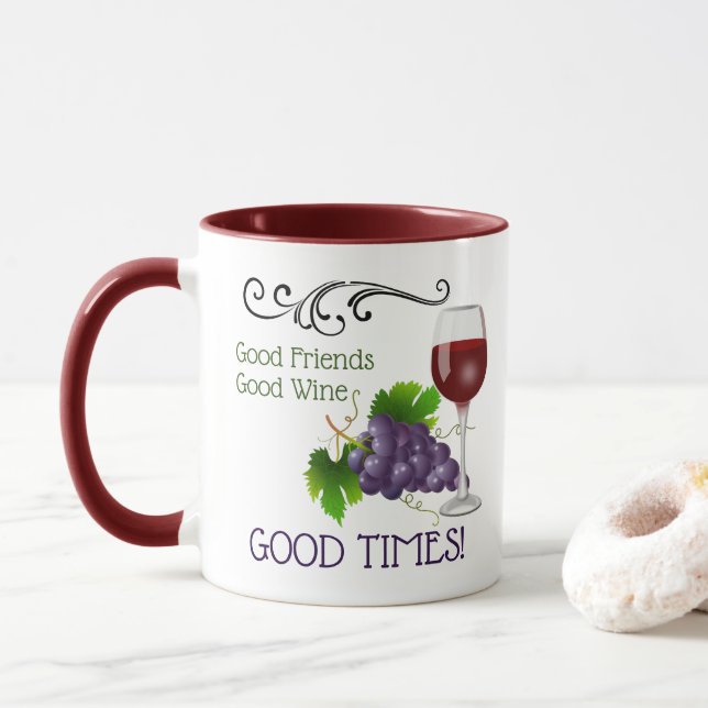 Mug Bons amis, bon vin (Avec donut)