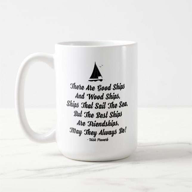 Mug Bons bateaux, mouettes Citation sur l'amitié Prove (Gauche)