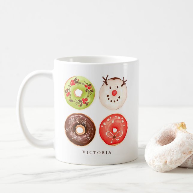 Mug Bons de Noël Festifs Personnalisés (Avec donut)