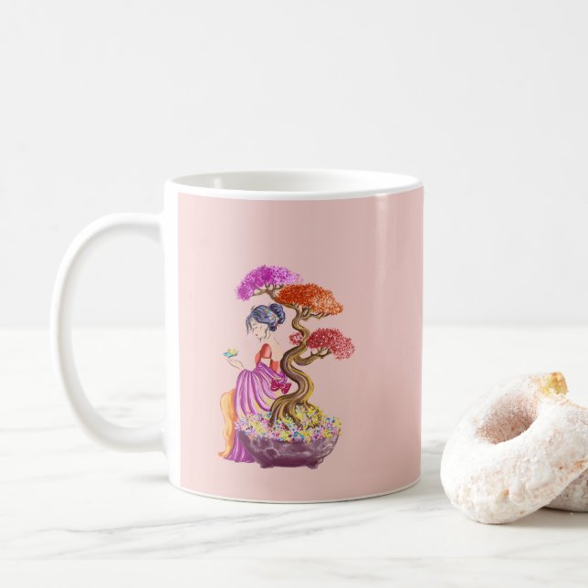 Mug Bonsaïs géants, jeune filles zen (Avec donut)