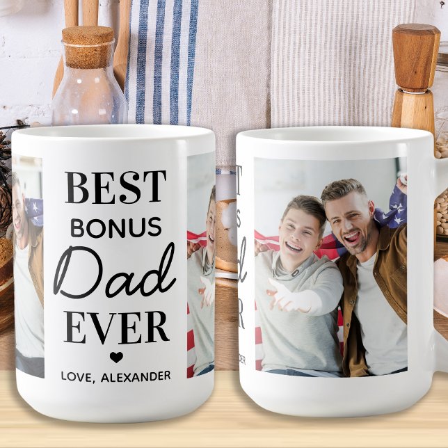 Mug BONUS DAD Personnalisé 2 Photo Fête des pères (Créateur téléchargé)