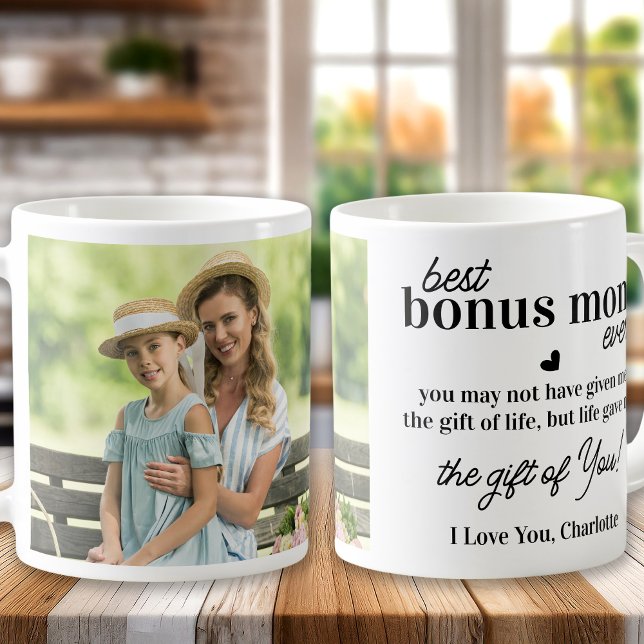 Mug BONUS MOM Photo personnalisée Étape de la fête des (Créateur téléchargé)