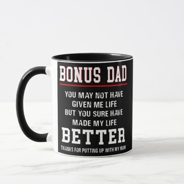 Mug Bonus Papa pour Step Père à Anniversaire Père (Gauche)