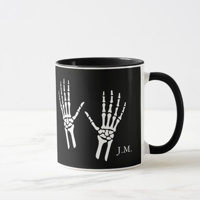 Mug Bony Skeleton Mains Radiologue Halloween Noir (Droite)