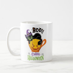 Mug Boo Black Cat, Scary Pumkin Coffee Halloween