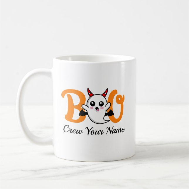 Mug Boo Crew Orange Halloween Famille Personnalisée (Gauche)
