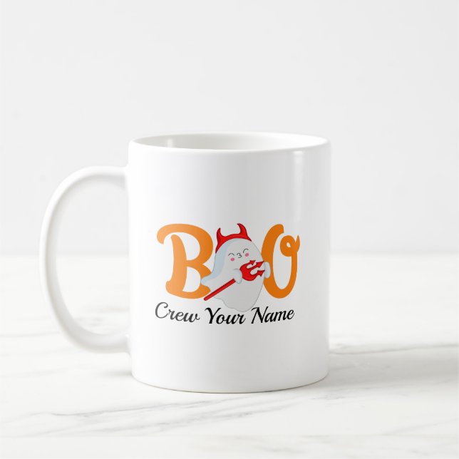 Mug Boo Crew Orange Halloween Famille Personnalisée (Gauche)