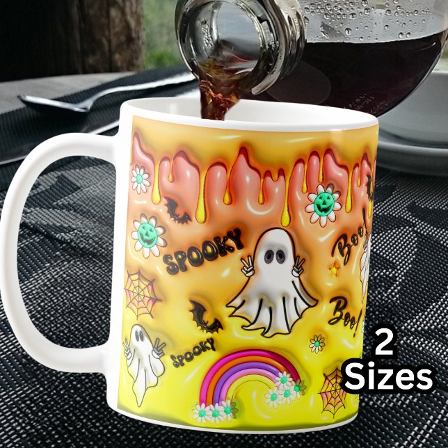 Mug Boo ! Éffrayant effet 3D Fantômes arc-en-ciel oran (Créateur téléchargé)