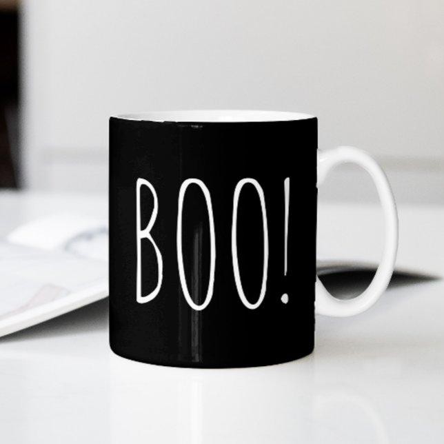 Mug Boo ! Fans d'Halloween Éffrayant Fantôme noir (Créateur téléchargé)