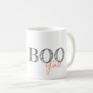 Mug Boo Y'all Texte moderne Halloween Amusement Sud