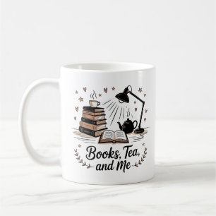 Mug Books Tea and Me Cosy Minimaliste Noir Blanc