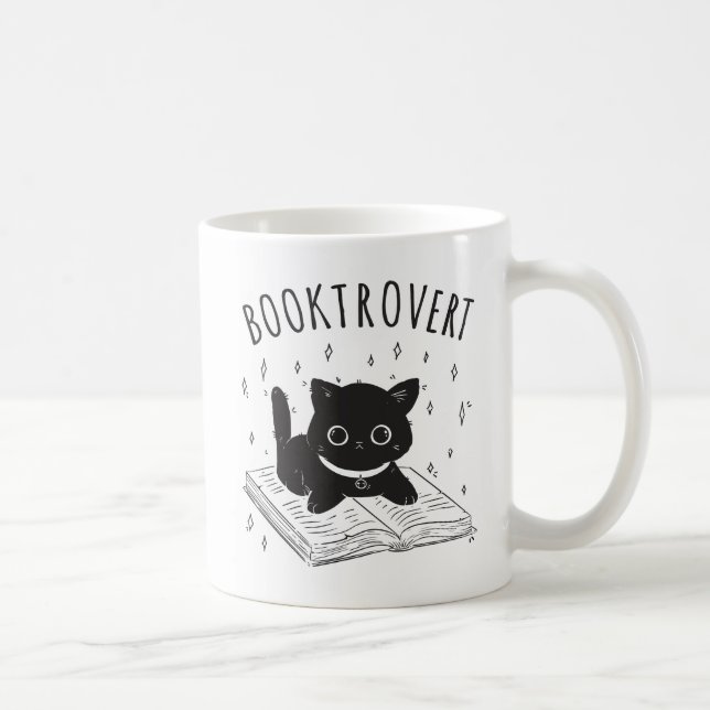 Mug Booktrovert chat avec livre et étoiles (Droite)