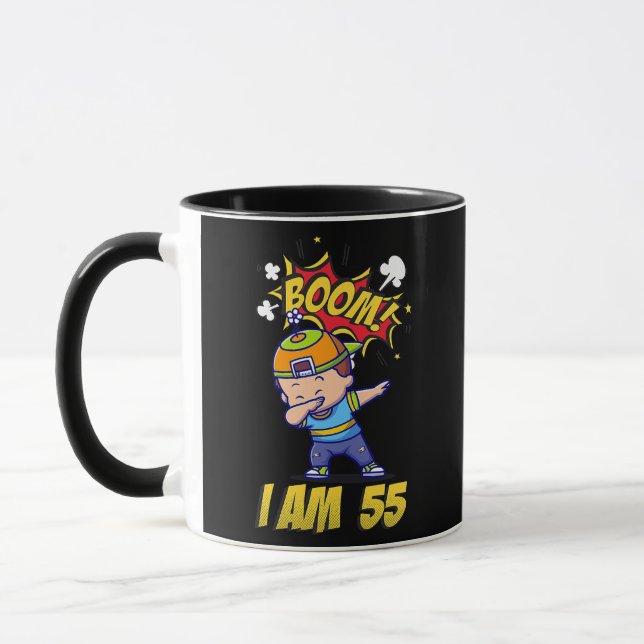 Mug Boom I am CINQUANTE CINQ Dabbing Child Funny Anniv (Gauche)