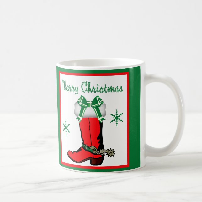 Mug Boot de cowboy rouge de Noël occidental (Droite)