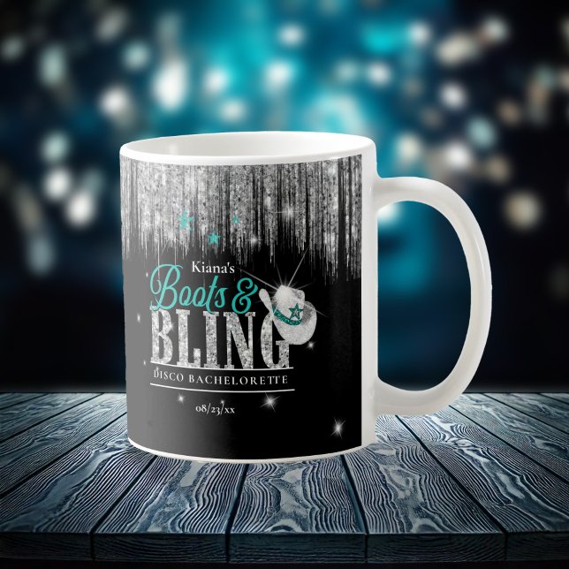 Mug Boots 'n Bling Disco Bachelorette Turquoise ID925 (Créateur téléchargé)